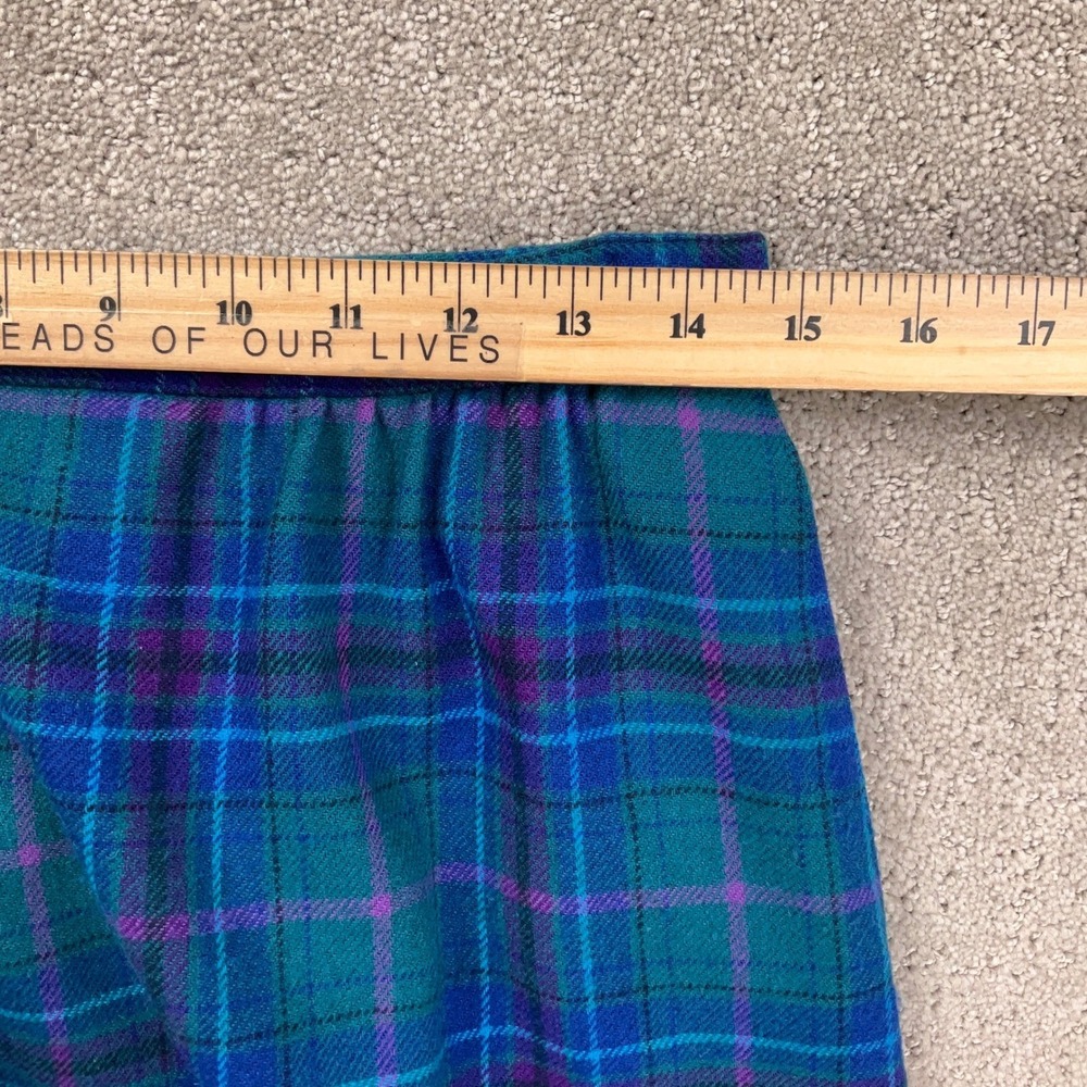 Pendleton Skirt Women 12 Teal Purple Plaid Classic Lined Midi Wool USA VTG - Picture 3 of 7